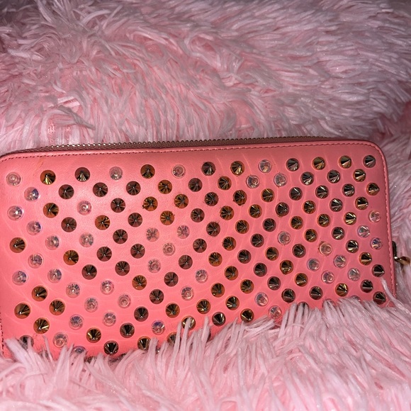 Christian Louboutin Pink Studded Wallet - Picture 9 of 11